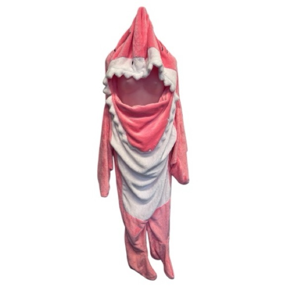 Pink Shark Hoodie Blanket Onesie Bodysuit Halloween Costume Size Women’s Size S - Picture 4 of 12